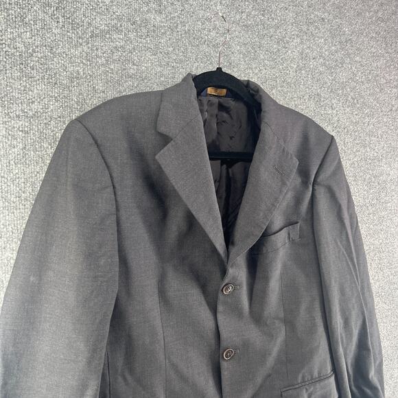 Brooks Brothers Blazer Mens 39R Gray Wool Button Front Shoulder Pads Sports Coat - Picture 3 of 12